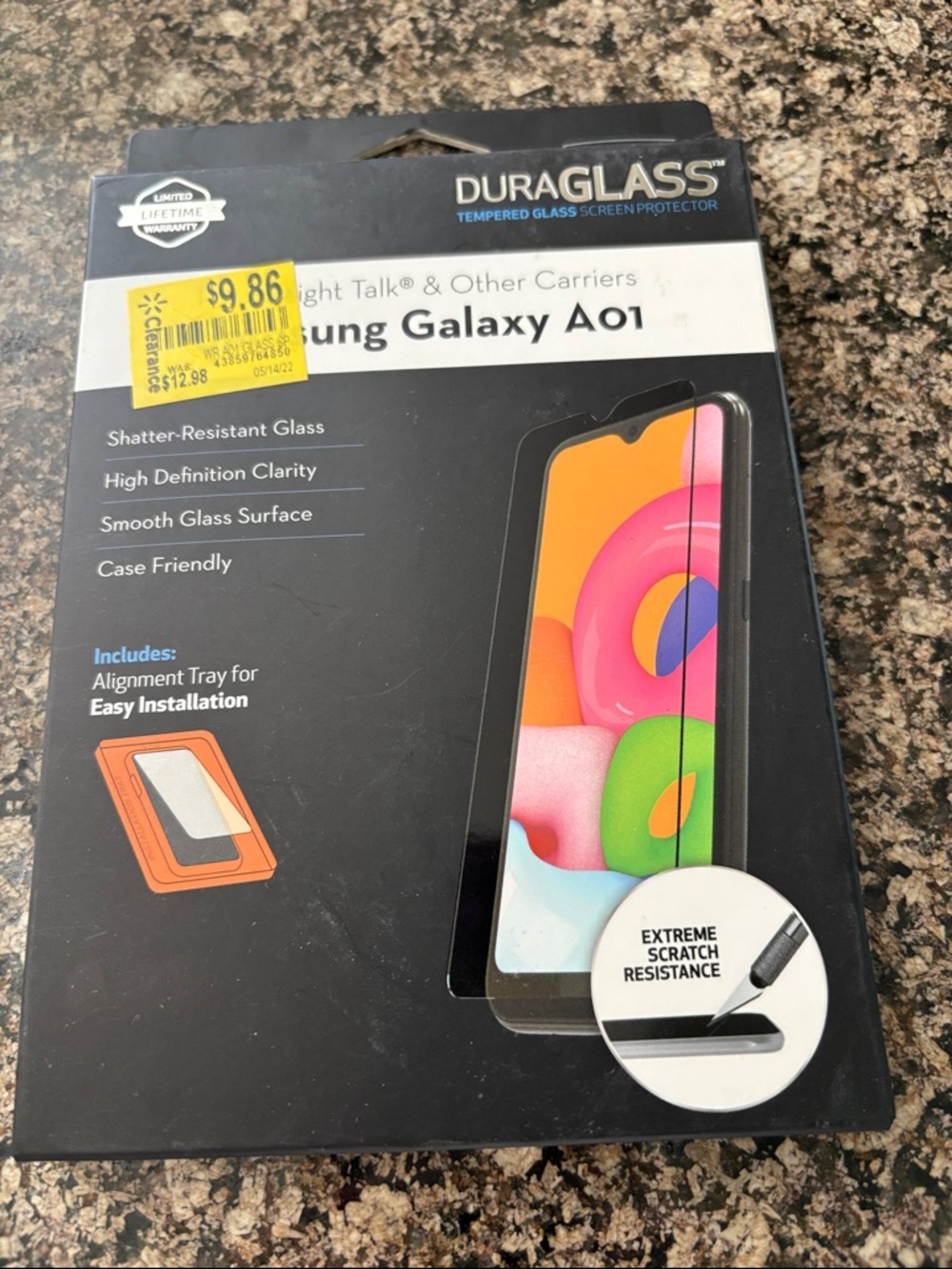 DURAGLASS Tempered Glass Screen Protector for Samsung Galaxy A01 - Black